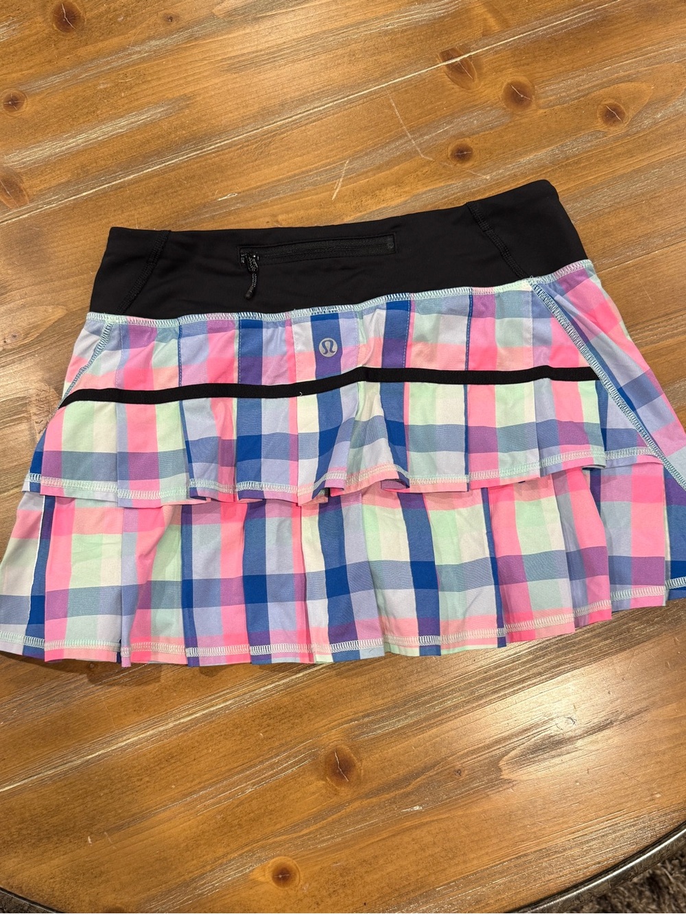Lululemon Pace Setter Skirt Pop Plaid Pleated Tennis Running Skort Size US 4 - Picture 4 of 6